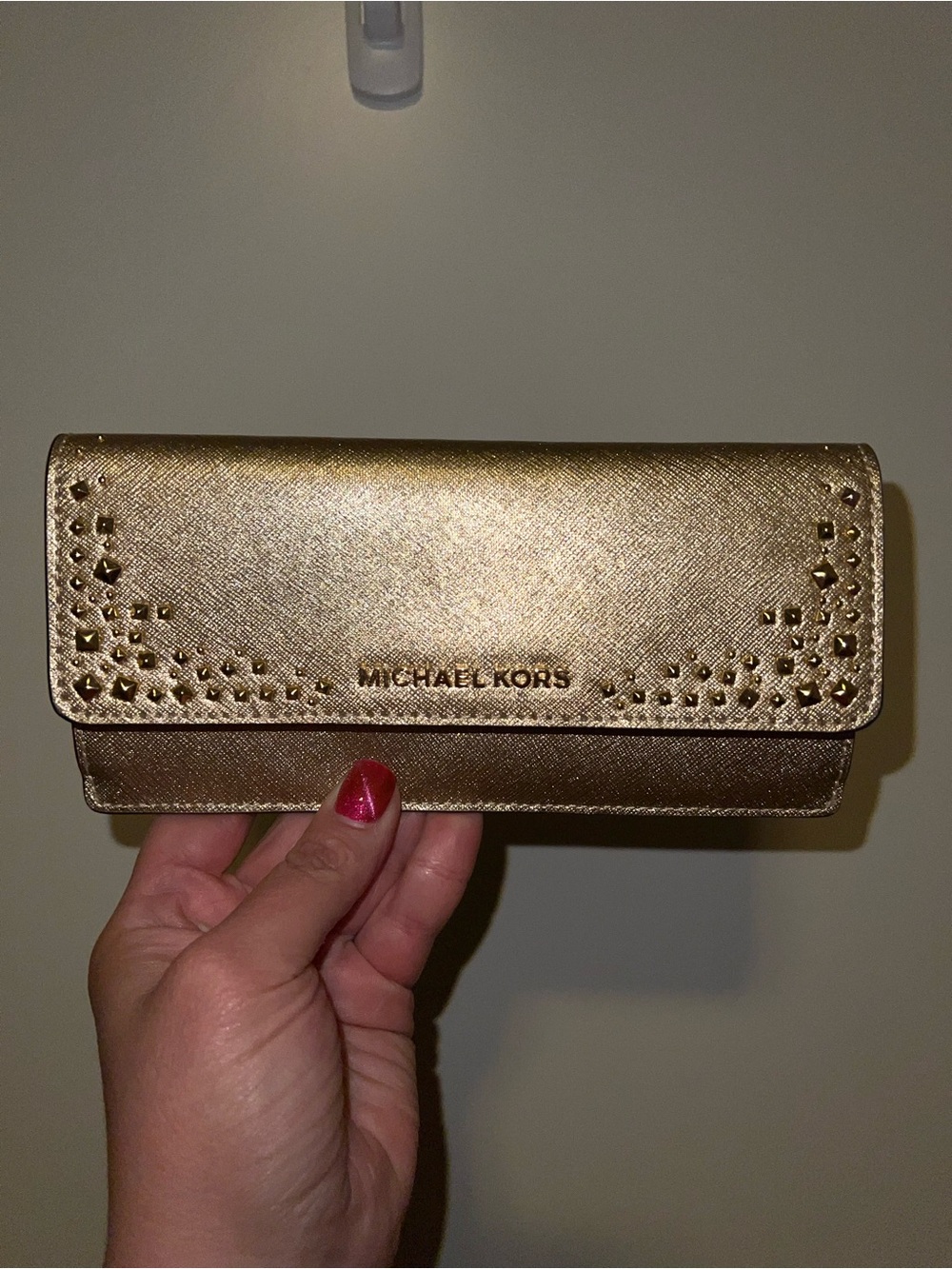 Michael Kors Metallic Gold Saffiano Leather Continental Wallet - Like New Cond - Picture 2 of 7